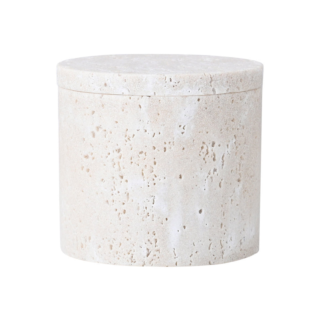 Estia Δοχείο Για Βαμβάκι/Μπατονέτες Λευκό Travertine