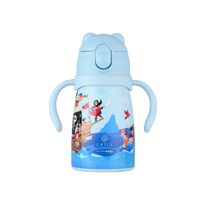 Estia Θερμός Παιδικό Με Λαβές Και Καλαμάκι 300ml Μπλε Και Σχέδιο Πειρατή Treasure Quest