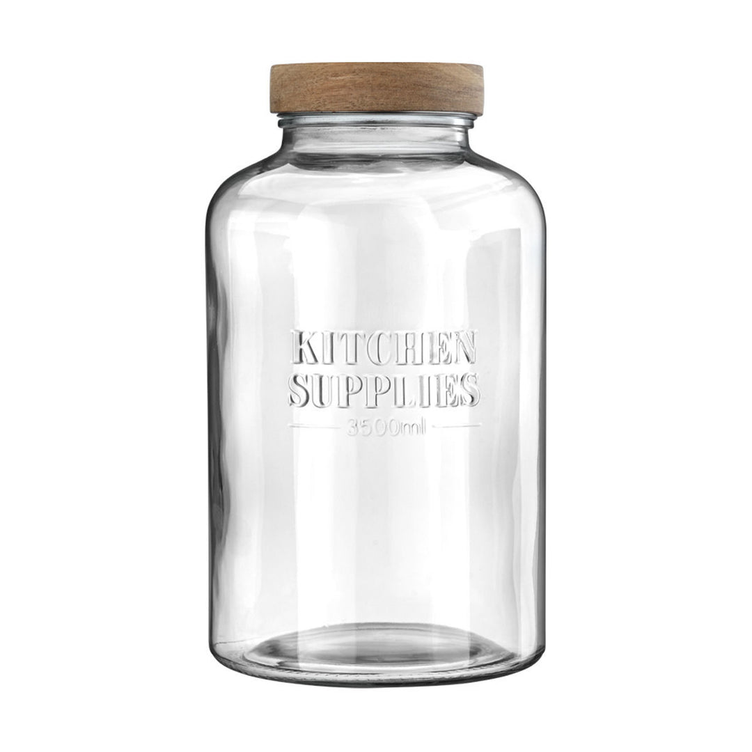 Δοχείο Αποθήκευσης Γυάλινο 3500ml Με Ξύλινο Καπάκι Allure Estia