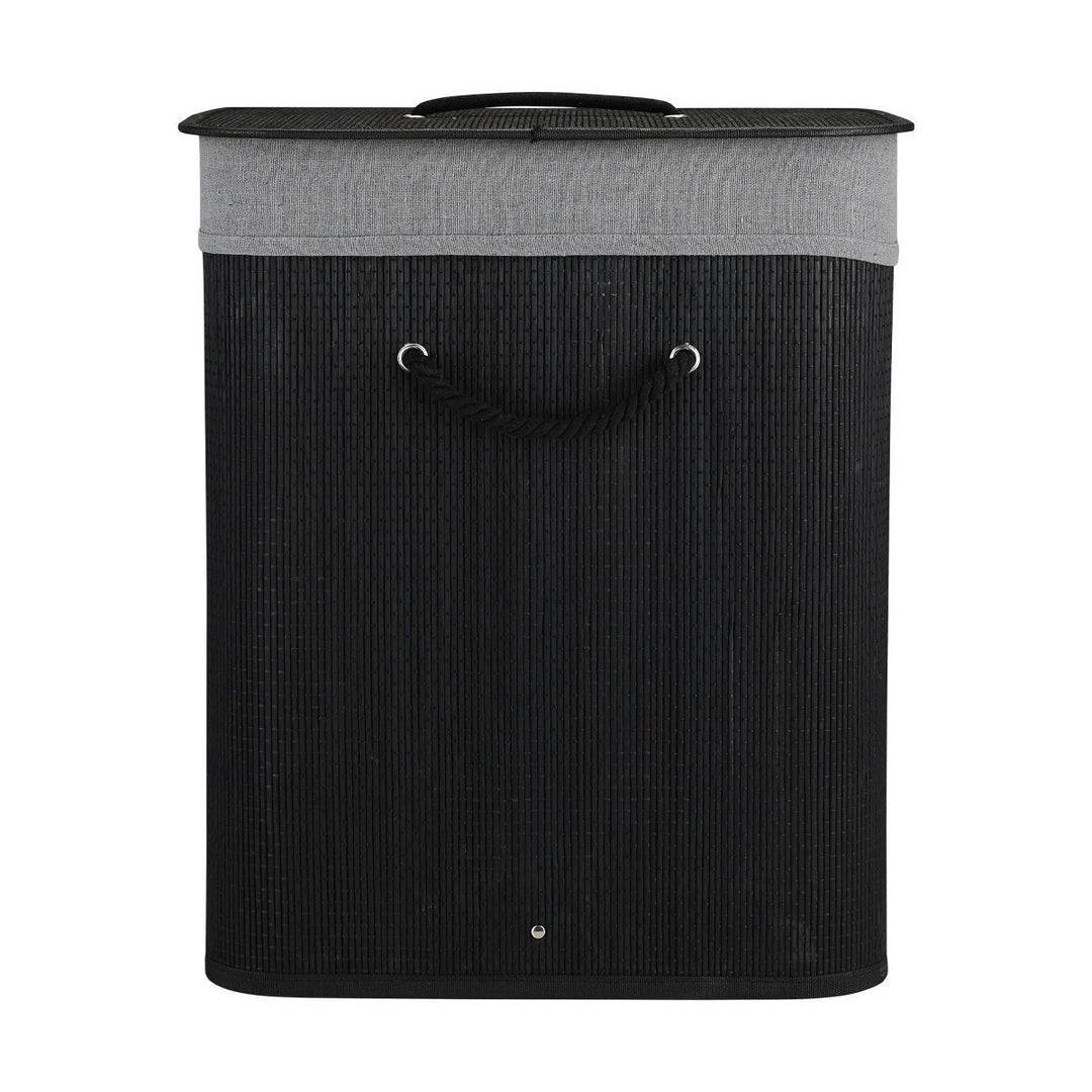 Καλάθι Απλύτων Bamboo Essentials Πτυσσόμενο Ορθογώνιο 60lt Μαύρο Νέα Πλέξη Estia