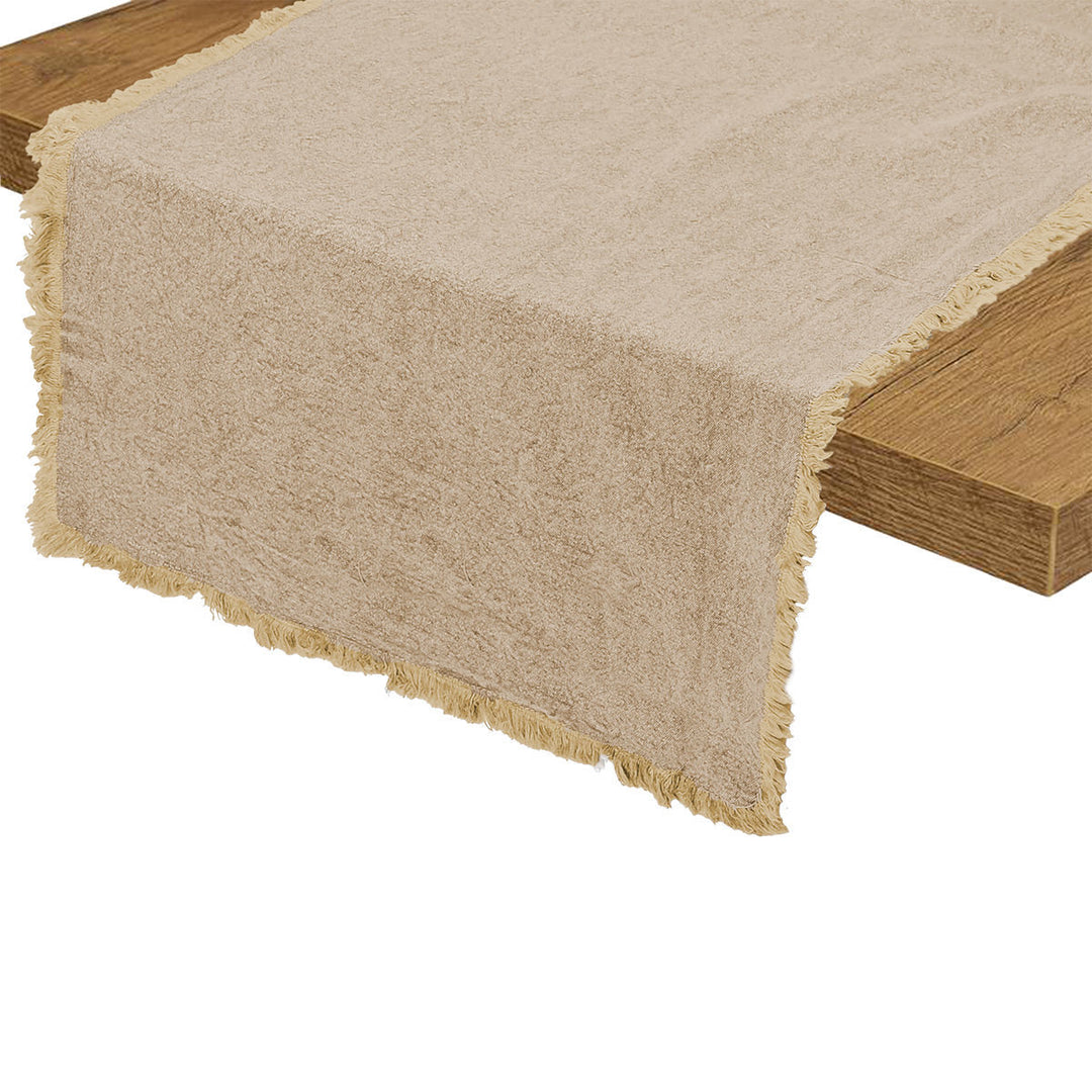 Μπεζ Τραβέρσα Με Κρόσια Loom 45X150cm Estia