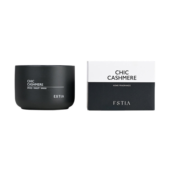 Αρωματικό Κερί Μαύρο Estia 280gr 'Chic Cashmere'