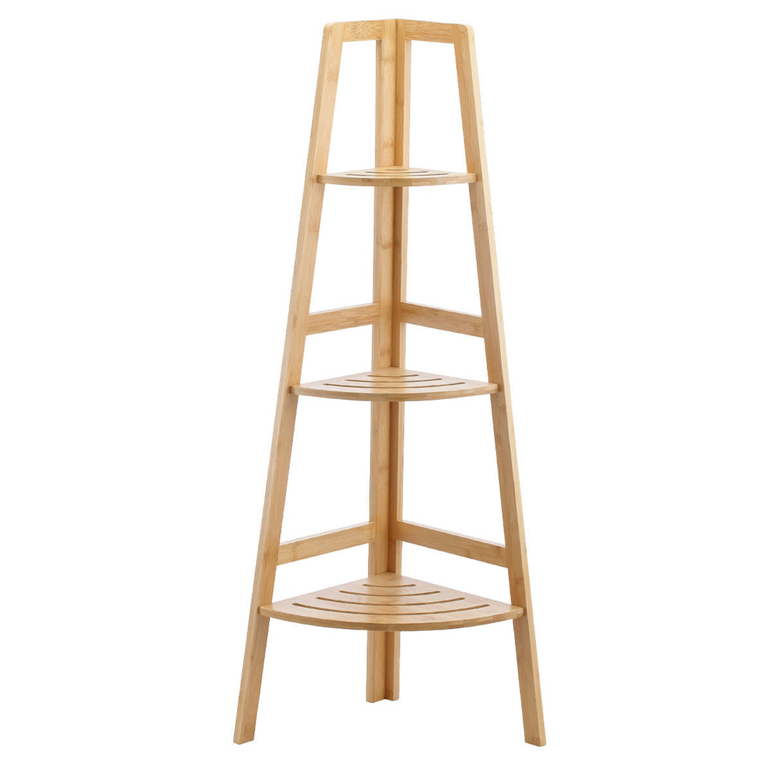 Ραφιέρα Δαπέδου Γωνιακή Με 3 Ράφια Ξύλινη Bamboo Essentials Estia