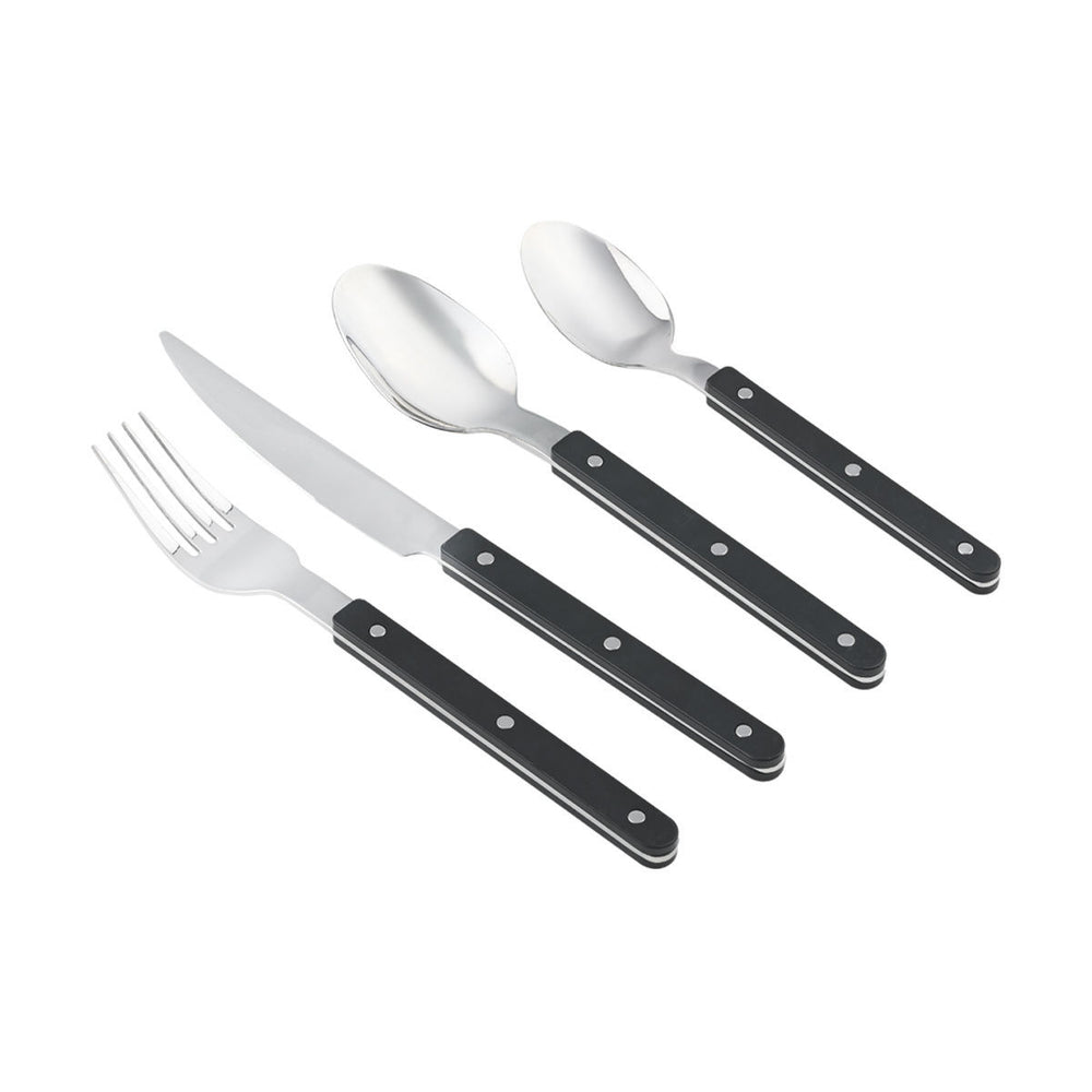 Σετ Μαχαιροπίρουνα Fine Cutlery Ανοξείδωτο Ατσάλι Με Μαύρη Λαβή 18/0 16 Τεμαχίων Estia