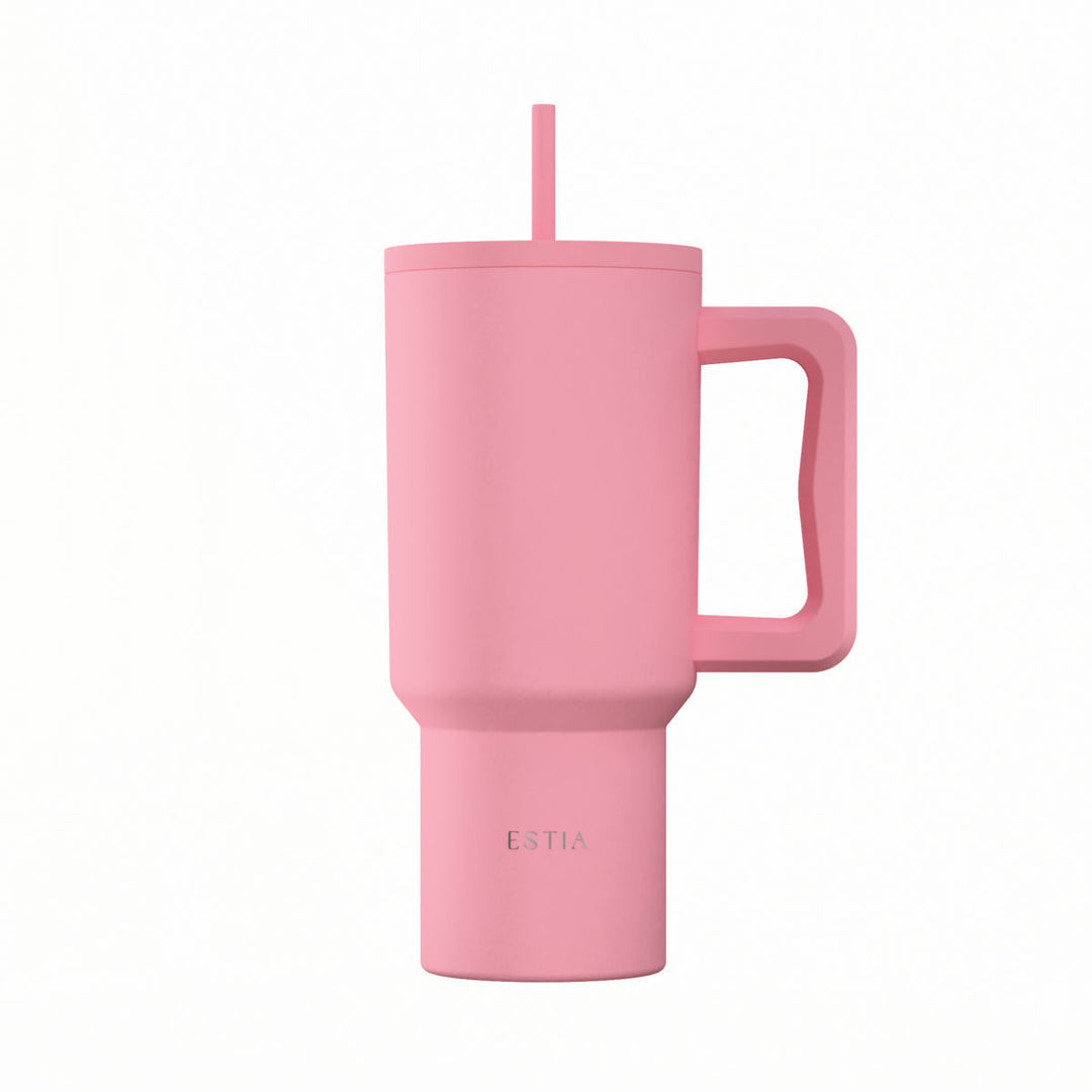 Estia Ποτήρι Θερμός Με Καλαμάκι & Χερούλι Save The Aegean Rose Straw Tumbler