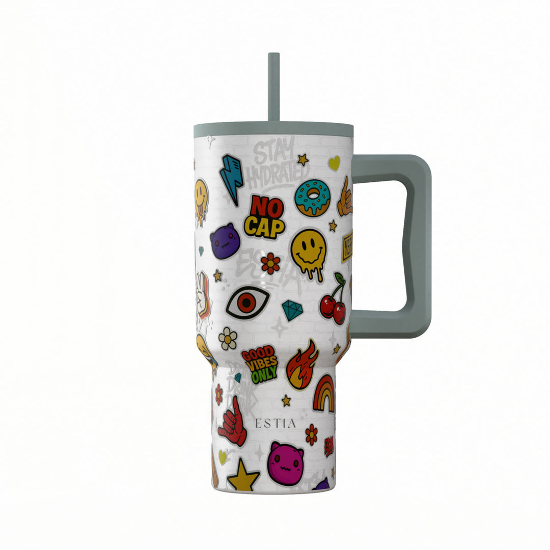 Estia Ποτήρι Θερμός Με Καλαμάκι & Χερούλι Save The Aegean Urban Vibes Straw Tumbler