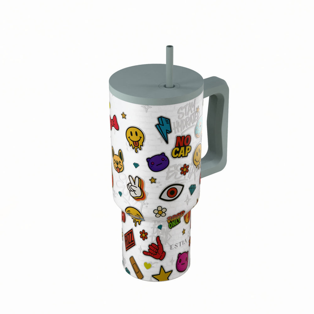 Estia Ποτήρι Θερμός Με Καλαμάκι & Χερούλι Save The Aegean Urban Vibes Straw Tumbler