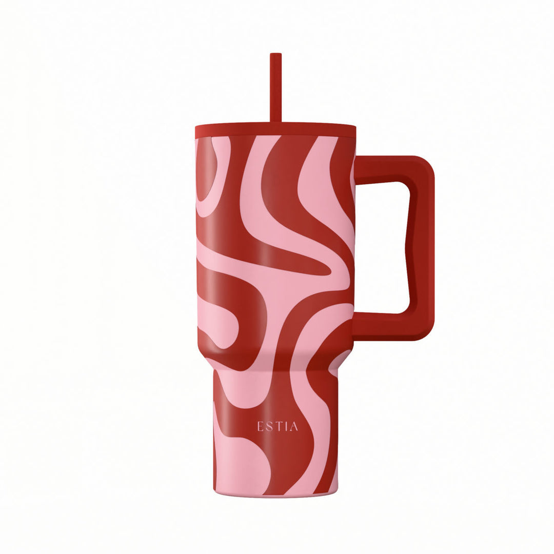 Estia Ποτήρι Θερμός Με Καλαμάκι & Χερούλι Save The Aegean Coral Waves Straw Tumbler