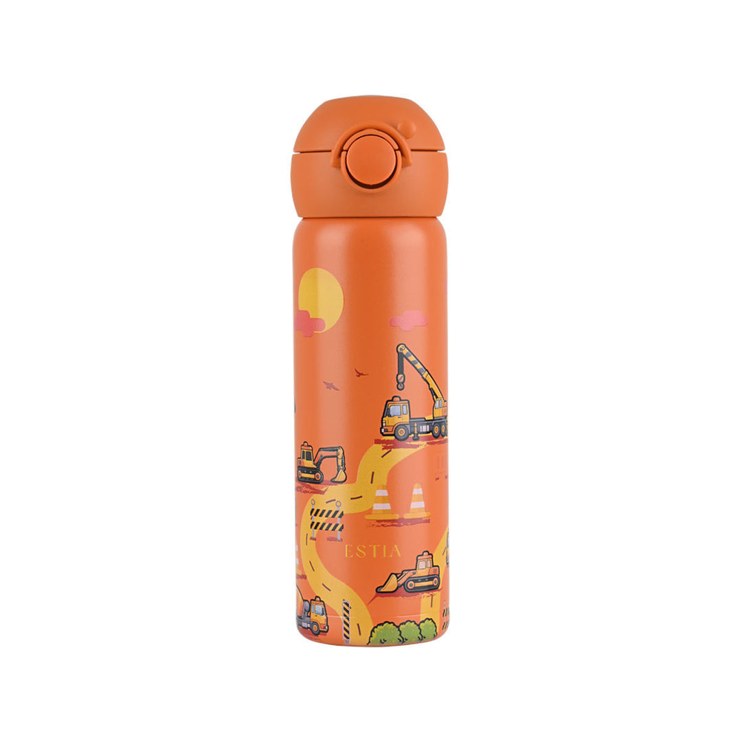 Estia Θερμός Παιδικό Με Λαβές Και Καλαμάκι 500ml Πορτοκαλί The Big Build
