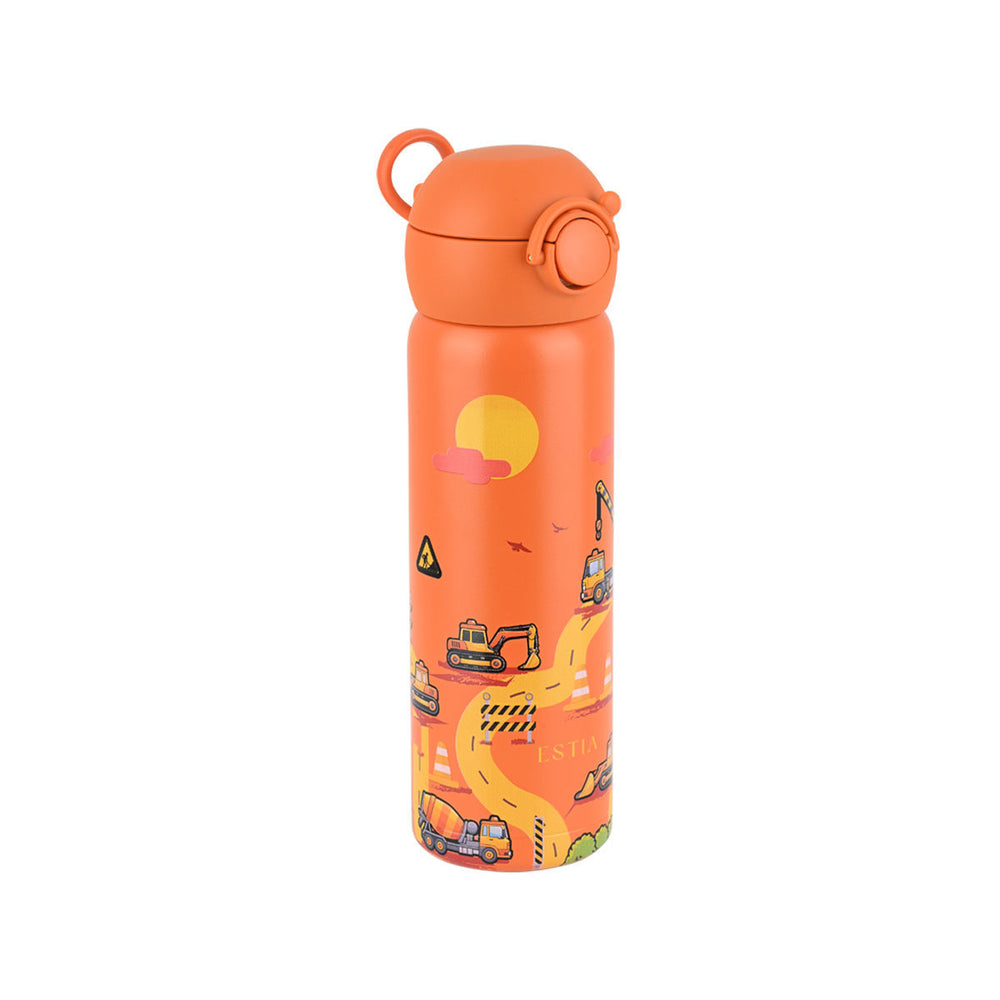 Estia Θερμός Παιδικό Με Λαβές Και Καλαμάκι 500ml Πορτοκαλί The Big Build