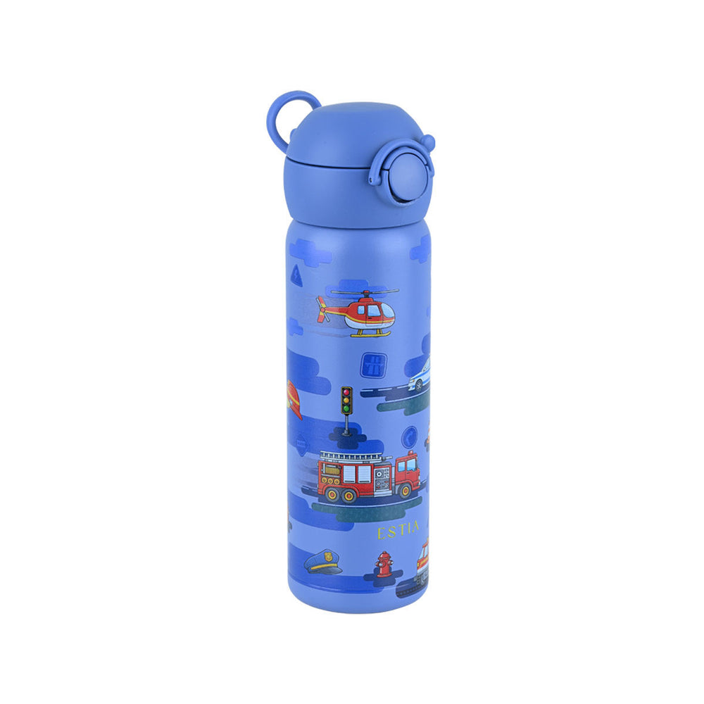 Estia Θερμός Παιδικό Με Λαβές Και Καλαμάκι 500ml Μπλε City Hereos