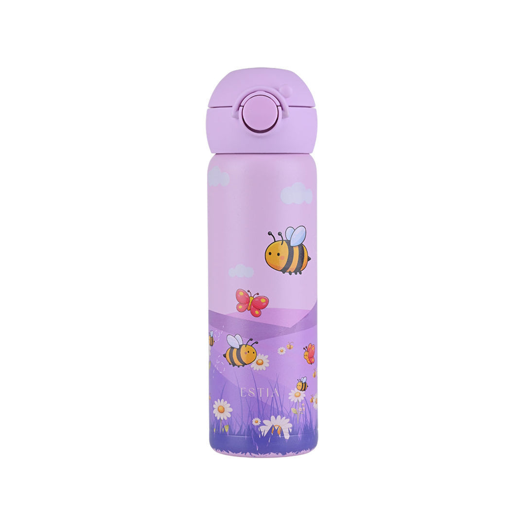 Estia Θερμός Παιδικό Με Λαβές Και Καλαμάκι 500ml Μωβ Garden Friends