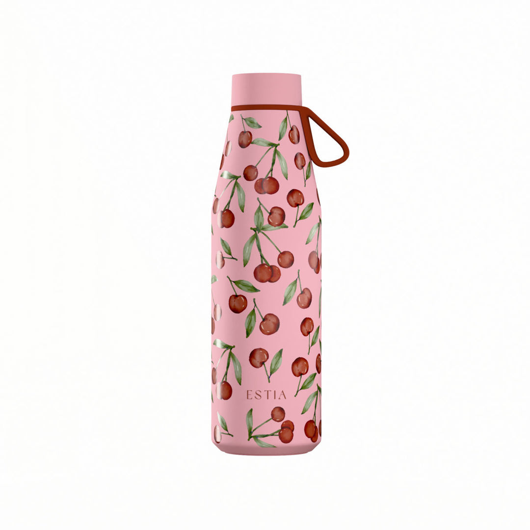 Estia Μπουκάλι Θερμός Flow 500ml Ροζ με Κερασάκια Save the Aegean Cherry Rose