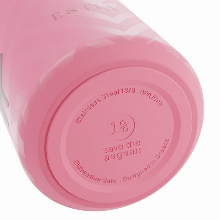 Αντιολισθητική βάση θερμός Flow Estia Save The Aegean 500ml Blush Pop από ανοξείδωτο ατσάλι 18/8 με σχεδίαση Save The Aegean.