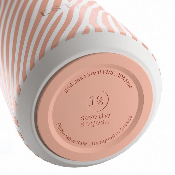 Αντιολισθητική βάση θερμός Flow Estia Save The Aegean 500ml Soft Ripple από ανοξείδωτο ατσάλι 18/8 με σχεδίαση Save The Aegean.