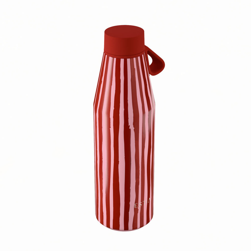 Estia Μπουκάλι Θερμός Flow 500ml με Ριγέ Σχέδιο Κόκκινο-Ροζ Save the Aegean Viva Stripe