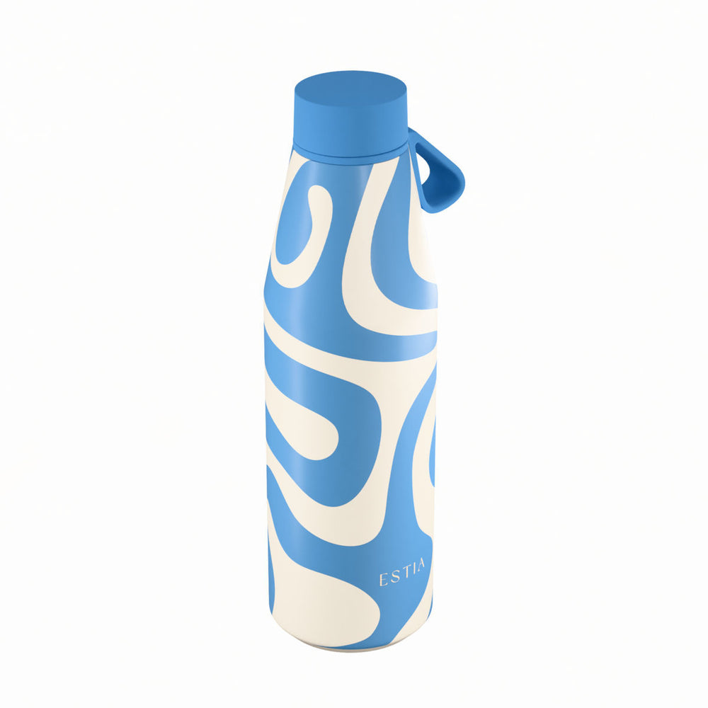 Estia Μπουκάλι Θερμός Flow 500ml Λευκό-Μπλε Save the Aegean Ocean Waves