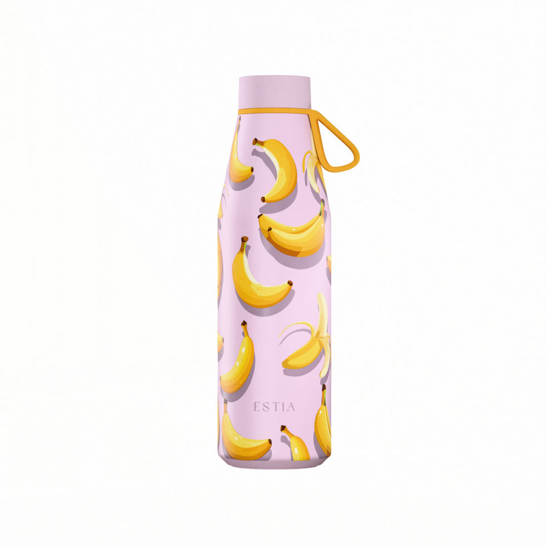 Estia Μπουκάλι Θερμός Flow 500ml Λιλά με Σχέδιο Μπανάνες Save the Aegean Banana Mood