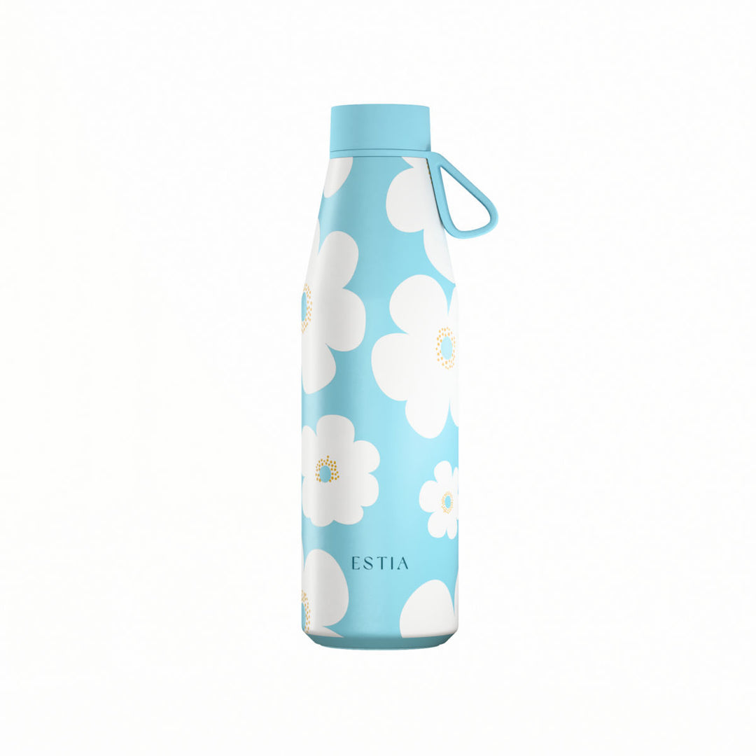 Estia Μπουκάλι Θερμός Flow 500ml Γαλάζιο με Σχέδιο Λευκές Μαργαρίτες Save the Aegean Blue Daisy