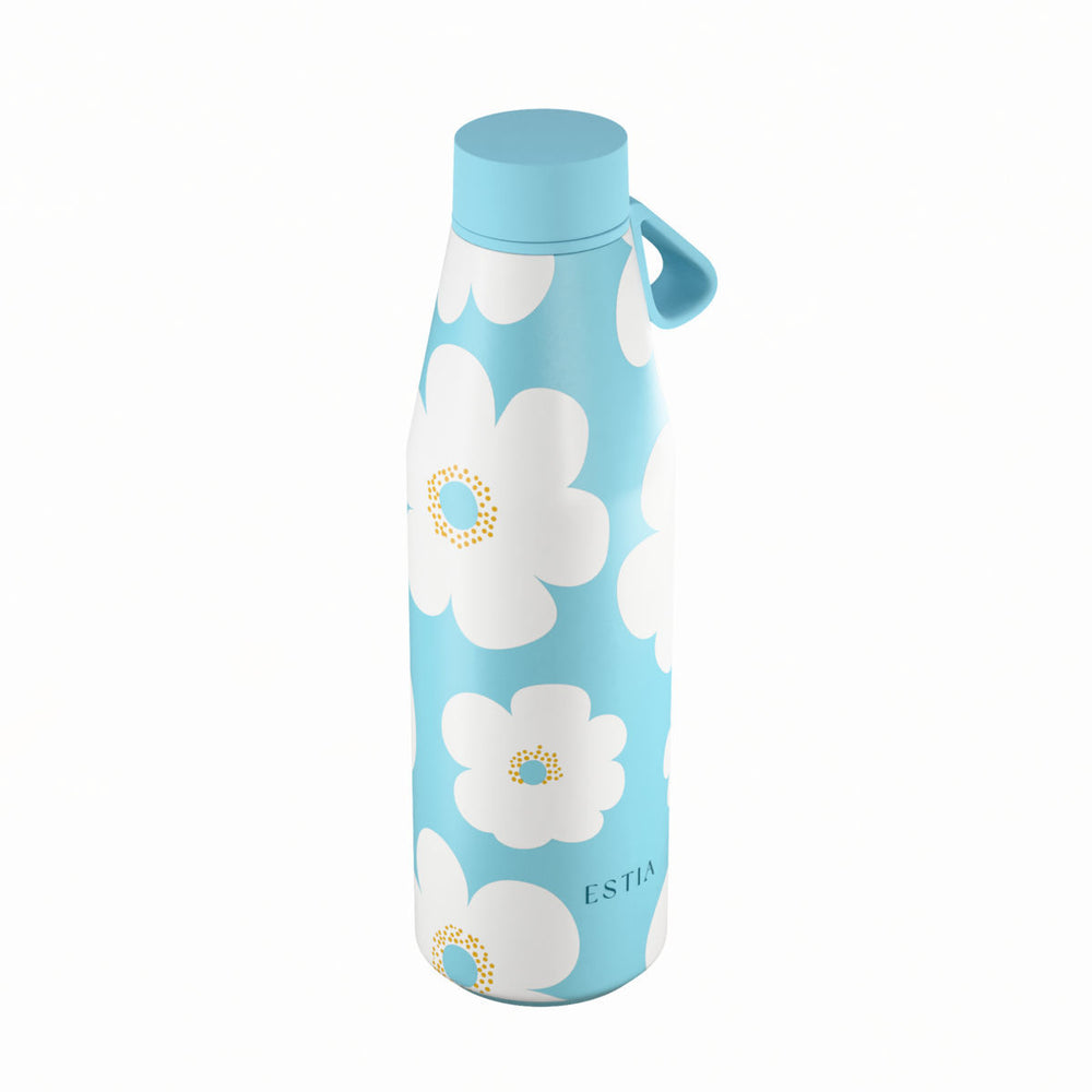 Estia Μπουκάλι Θερμός Flow 500ml Γαλάζιο με Σχέδιο Λευκές Μαργαρίτες Save the Aegean Blue Daisy