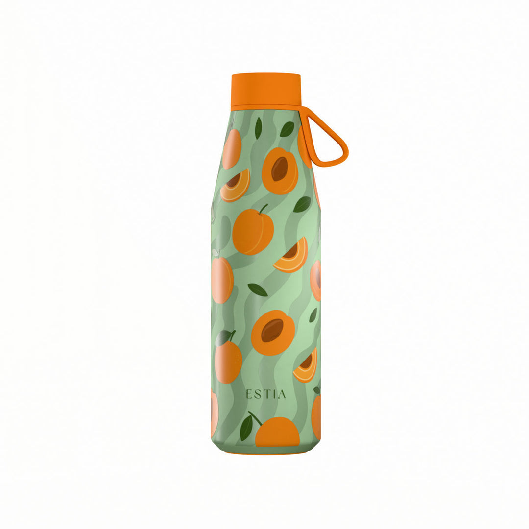 Estia Μπουκάλι Θερμός Flow 500ml Πράσινο με Σχέδιο Βερίκοκα Save the Aegean Peach Garden