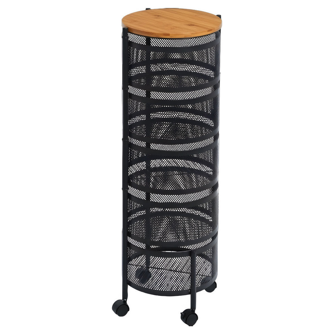 Τρόλεϊ Αποθήκευσης Μαύρο Bamboo Essentials Μεταλλικό Με 5 Συρτάρια Estia