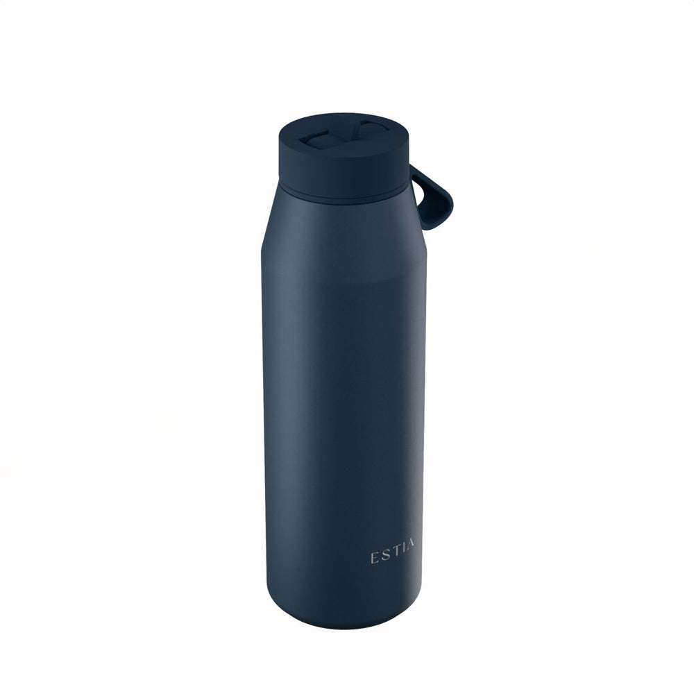 Estia Μπουκάλι Θερμός με Καλαμάκι Pulse 800ml Μπλε Σκούρο Save the Aegean Indigo