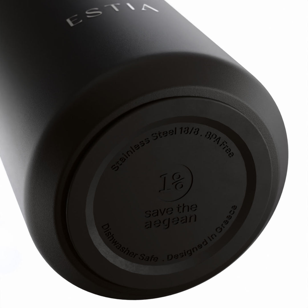 Estia Μπουκάλι Θερμός με Καλαμάκι Pulse 800ml Μαύρο Save the Aegean Void