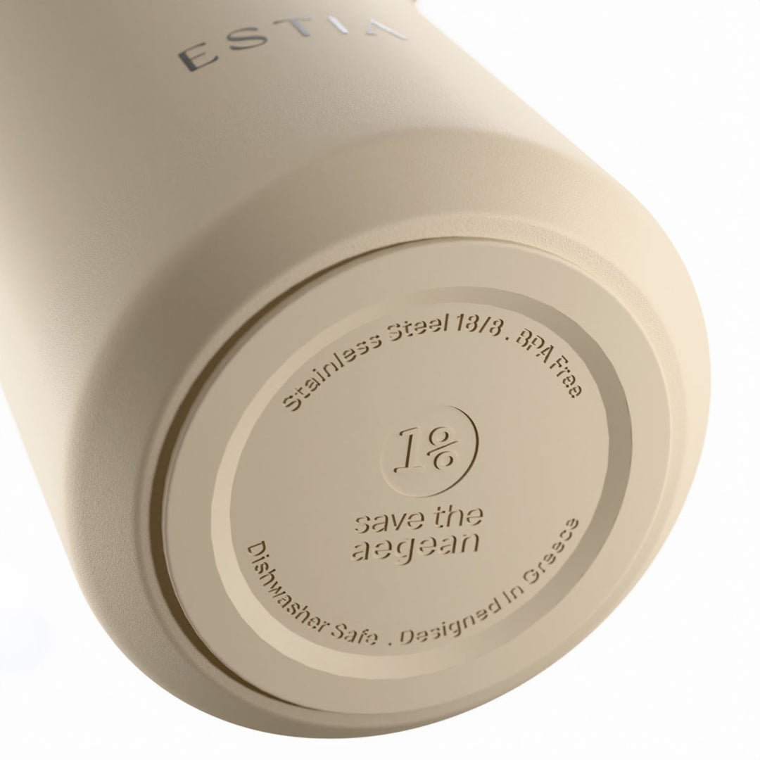 Estia Μπουκάλι Θερμός με Καλαμάκι Pulse 800ml Μπεζ Save the Aegean Dune