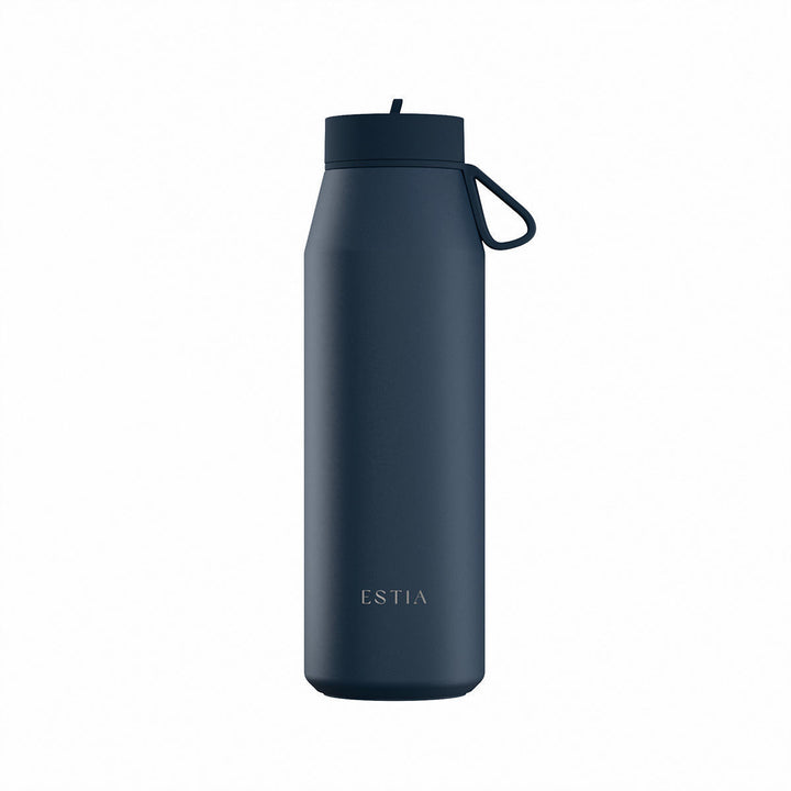 Estia Μπουκάλι Θερμός με Καλαμάκι Pulse 800ml Μπλε Σκούρο Save the Aegean Indigo