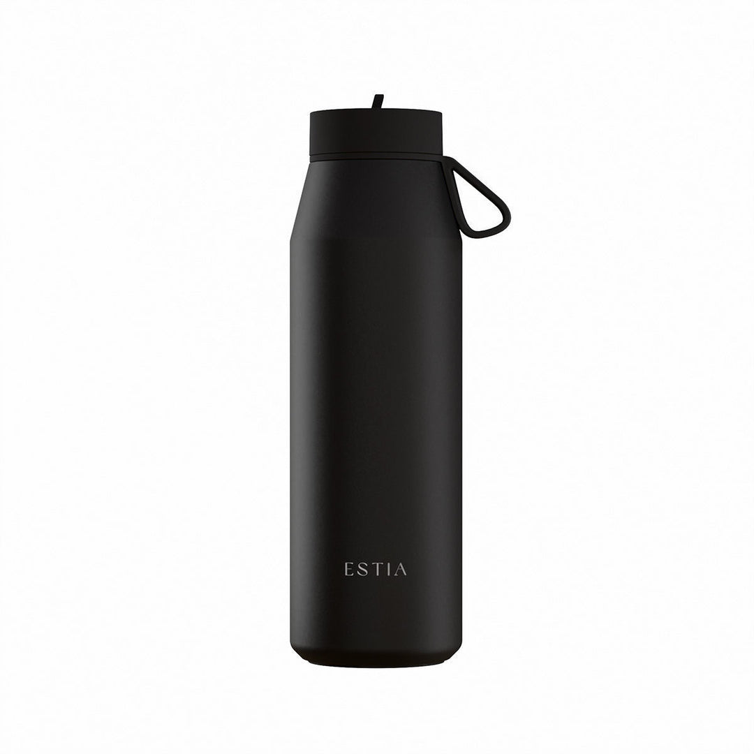 Estia Μπουκάλι Θερμός με Καλαμάκι Pulse 800ml Μαύρο Save the Aegean Void