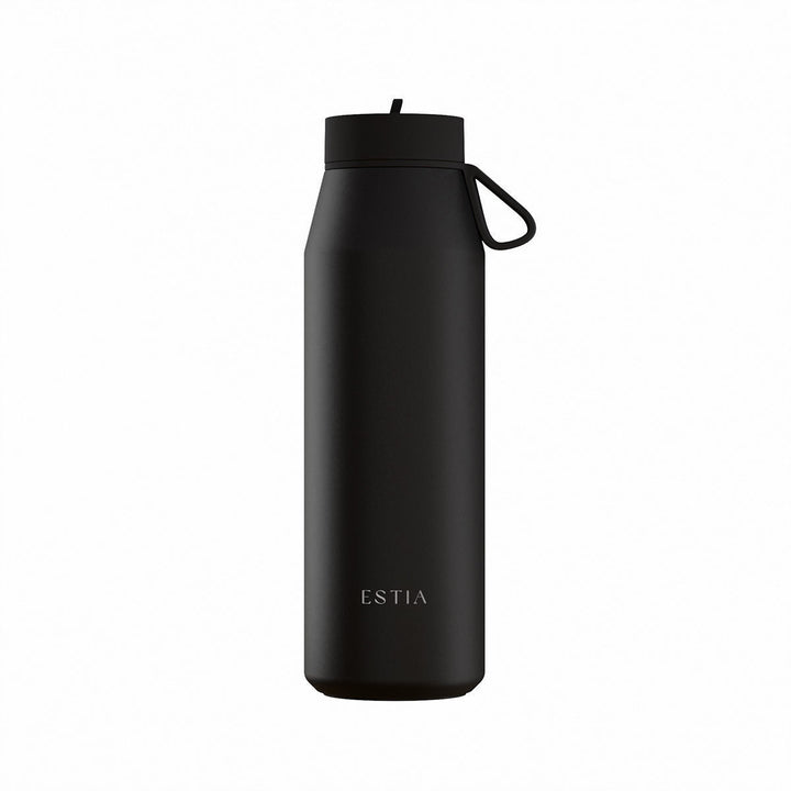 Estia Μπουκάλι Θερμός με Καλαμάκι Pulse 800ml Μαύρο Save the Aegean Void