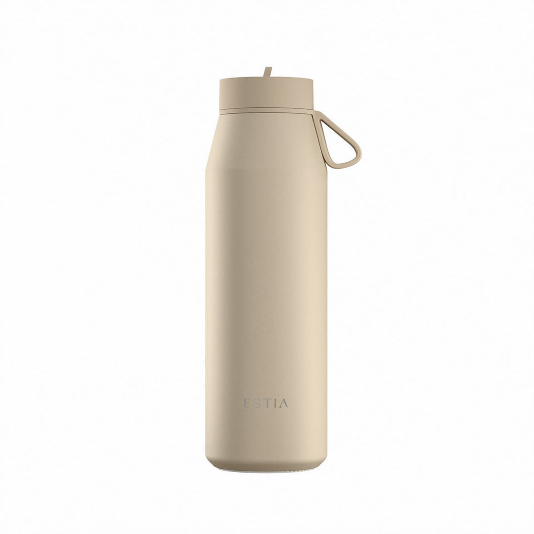 Estia Μπουκάλι Θερμός με Καλαμάκι Pulse 800ml Μπεζ Save the Aegean Dune