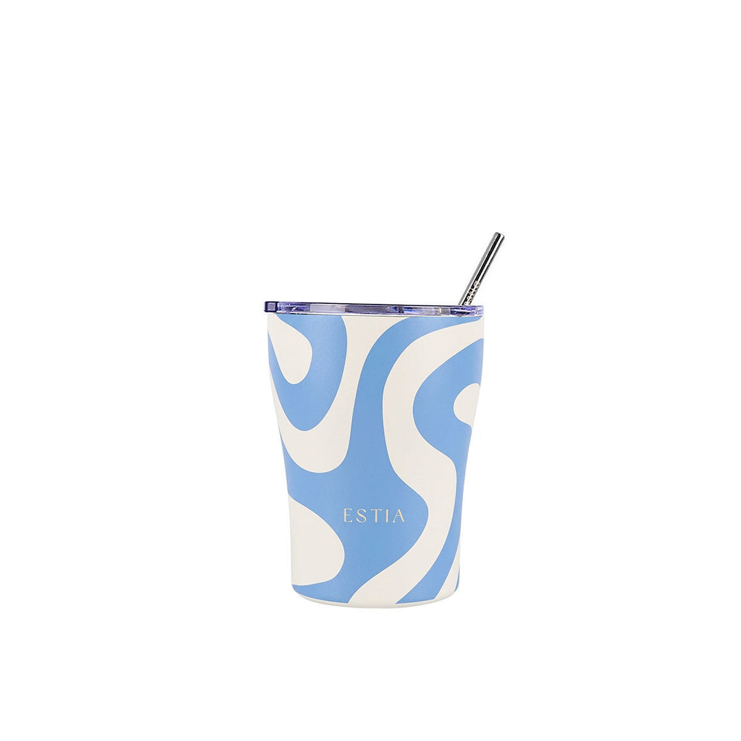 Estia Ποτήρι Θερμός Save The Aegean 350ml Μπλε-Λευκό Coffee Mug Ocean Waves