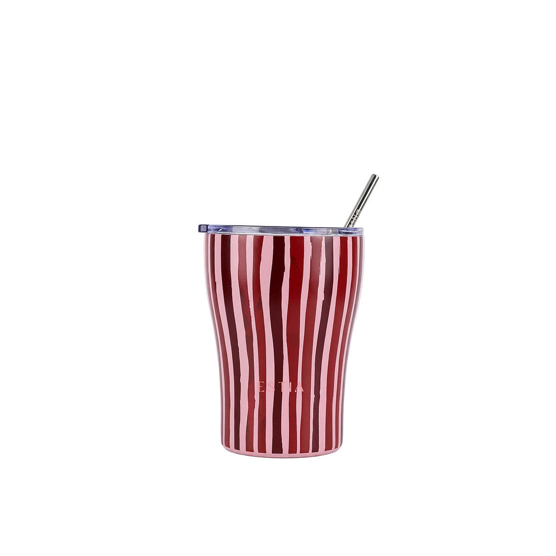 Estia Ποτήρι Θερμός Save The Aegean 350ml Ριγέ Ροζ-Κόκκινο Coffee Mug Viva Stripe