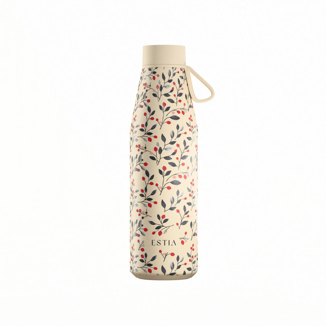 Estia Μπουκάλι Θερμός Flow 500ml Μπεζ με Λουλούδια Save the Aegean Bloom Beige