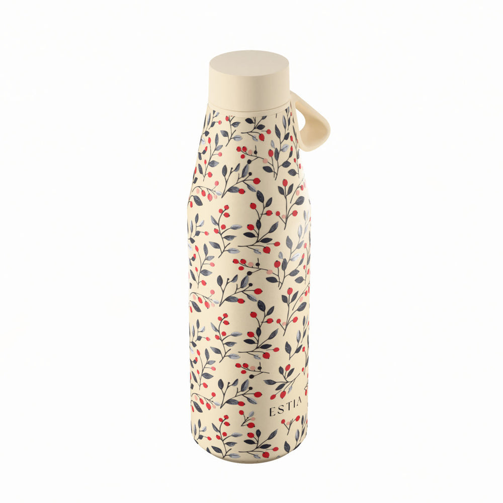 Estia Μπουκάλι Θερμός Flow 500ml Μπεζ με Λουλούδια Save the Aegean Bloom Beige
