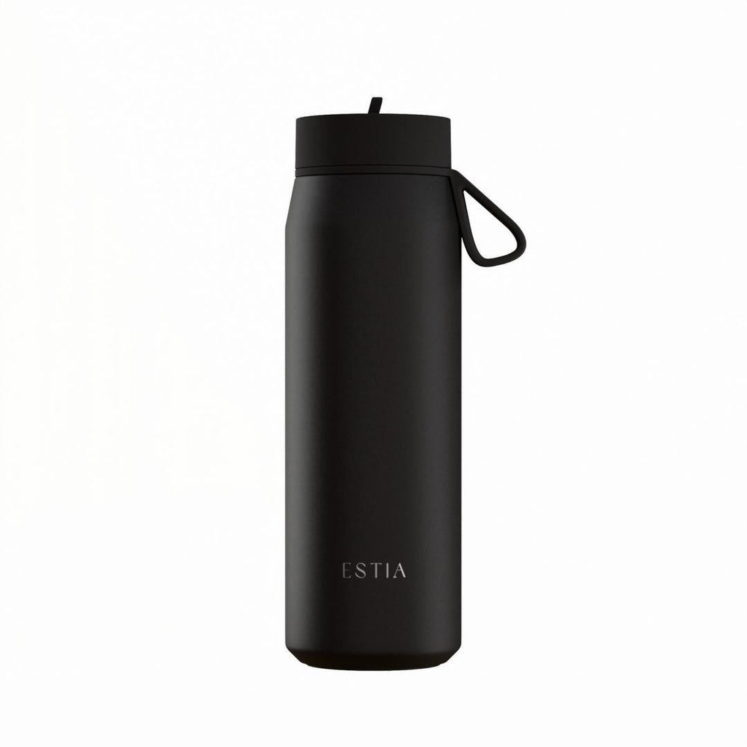 Estia Μπουκάλι Θερμός με Καλαμάκι Pulse 500ml Μαύρο Save the Aegean Void