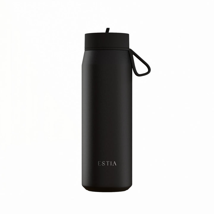 Estia Μπουκάλι Θερμός με Καλαμάκι Pulse 500ml Μαύρο Save the Aegean Void
