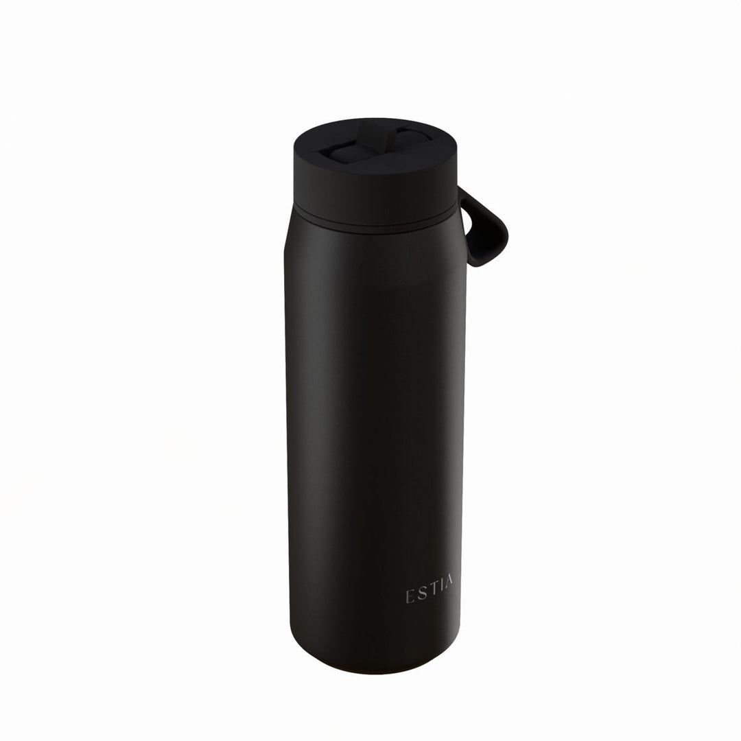 Estia Μπουκάλι Θερμός με Καλαμάκι Pulse 500ml Μαύρο Save the Aegean Void
