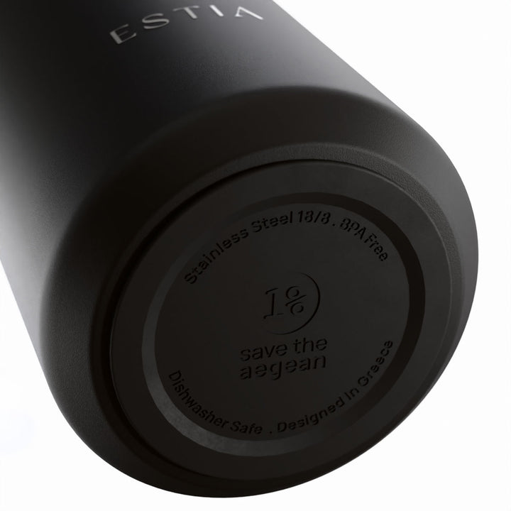 Estia Μπουκάλι Θερμός με Καλαμάκι Pulse 500ml Μαύρο Save the Aegean Void
