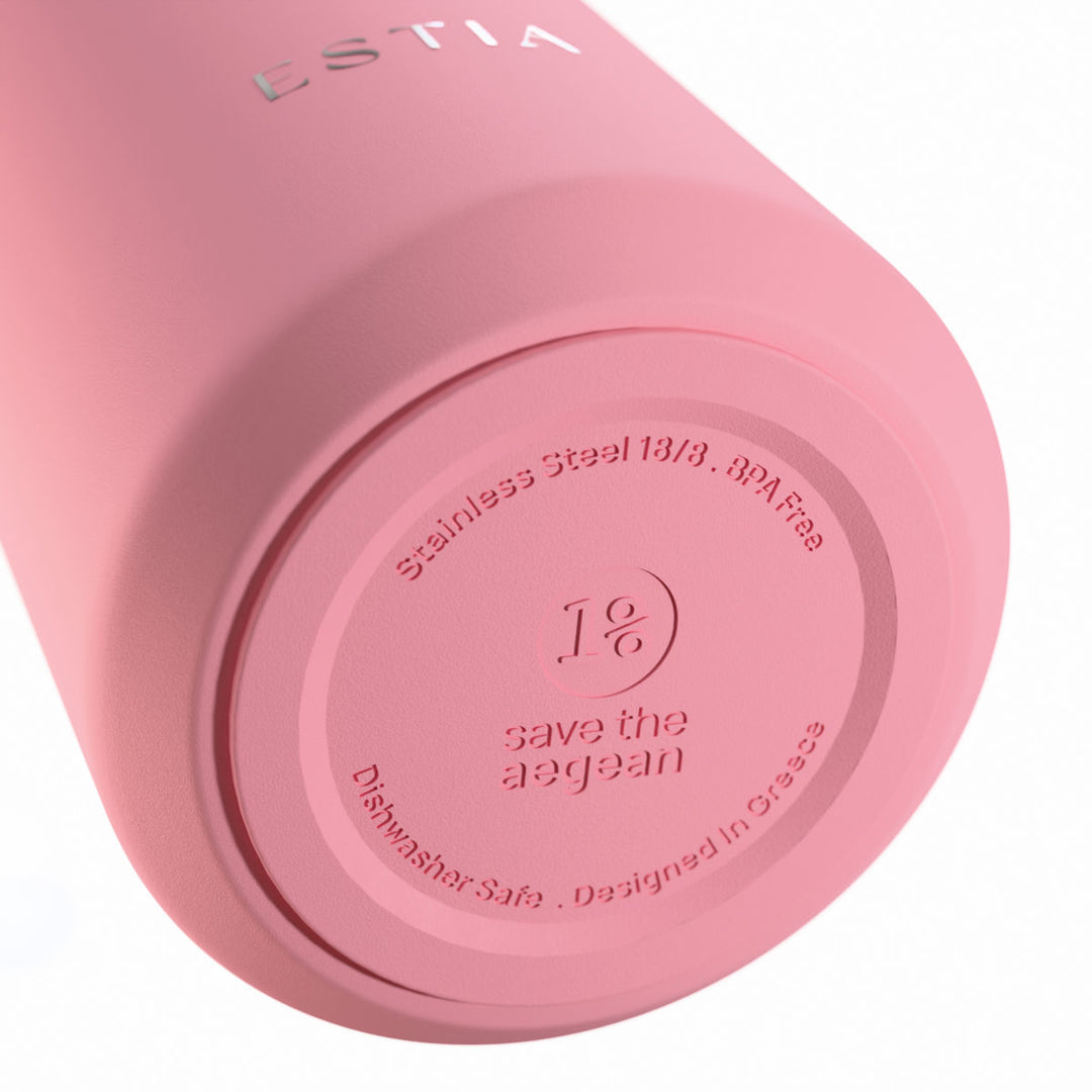 Estia Μπουκάλι Θερμός με Καλαμάκι Pulse 500ml Ροζ Save the Aegean Rose