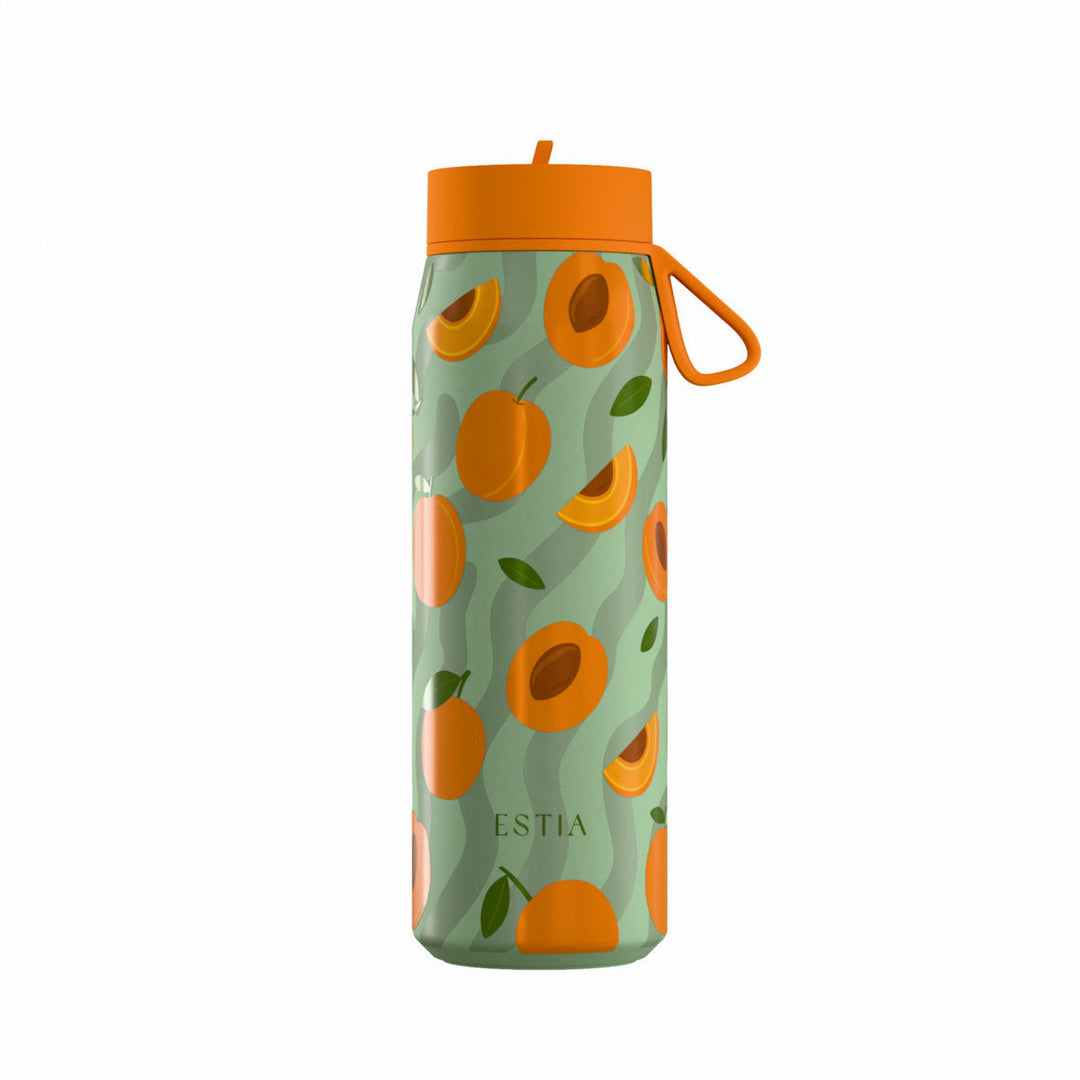 Estia Μπουκάλι Θερμός με Καλαμάκι Pulse 500ml Πράσινο με Σχέδιο Βερίκοκα Save the Aegean Peach Garden