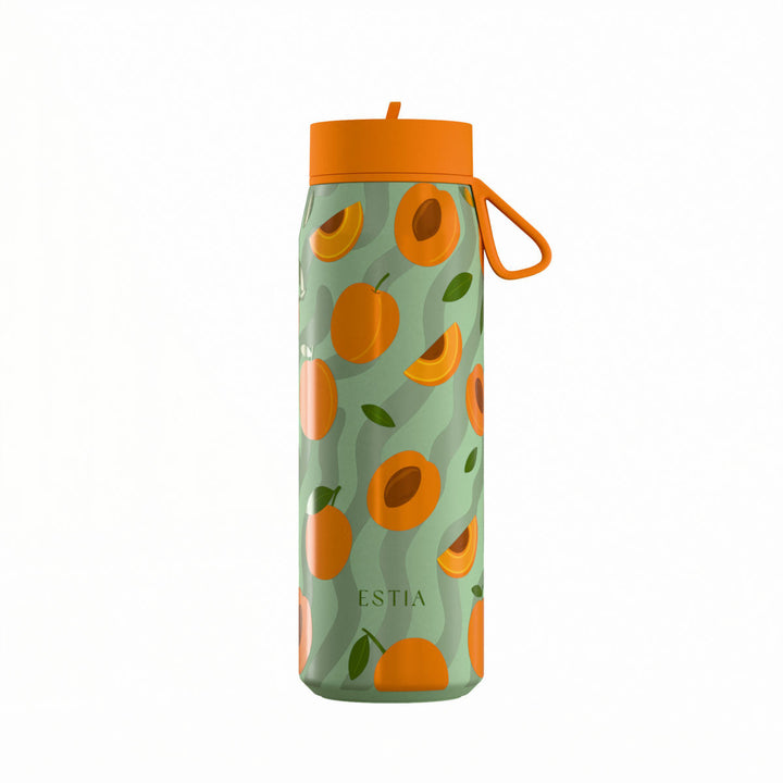Estia Μπουκάλι Θερμός με Καλαμάκι Pulse 500ml Πράσινο με Σχέδιο Βερίκοκα Save the Aegean Peach Garden