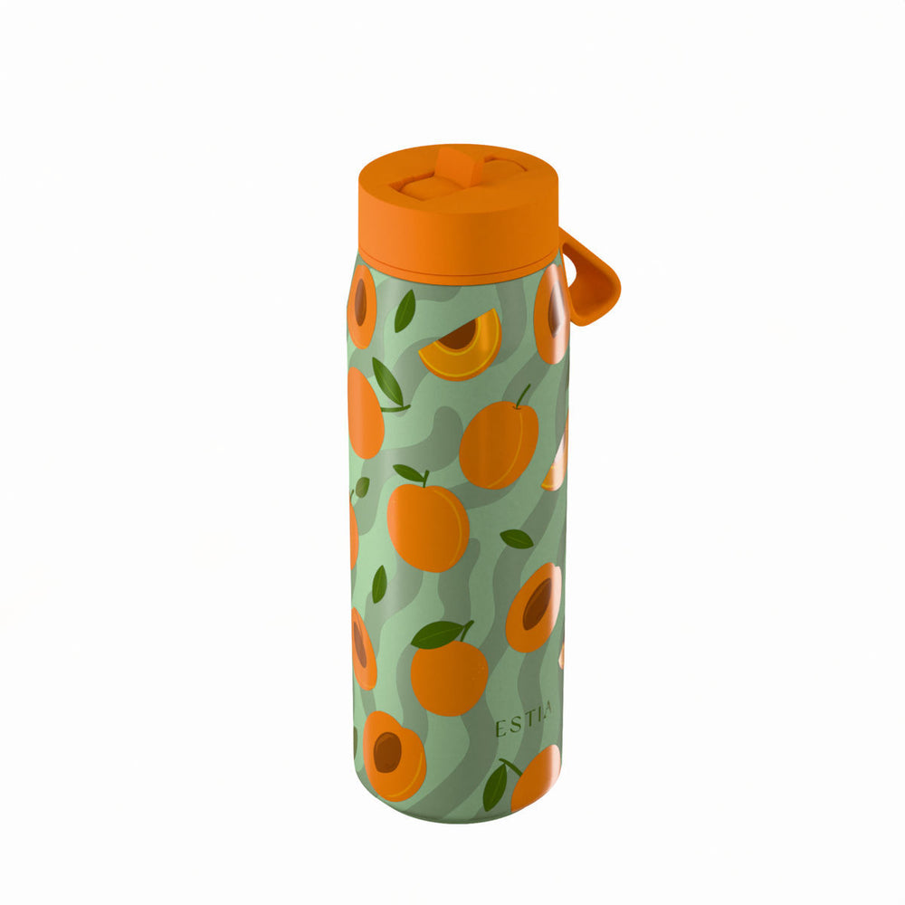 Estia Μπουκάλι Θερμός με Καλαμάκι Pulse 500ml Πράσινο με Σχέδιο Βερίκοκα Save the Aegean Peach Garden