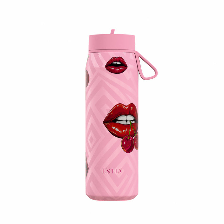 Estia Μπουκάλι Θερμός με Καλαμάκι Pulse 500ml Ροζ με Σχέδιο Save the Aegean Blush Pop
