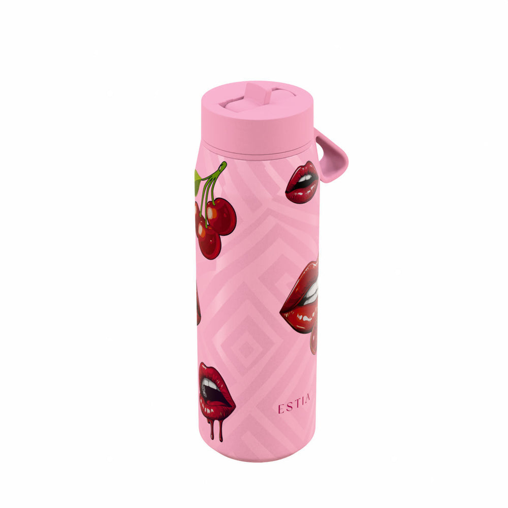 Estia Μπουκάλι Θερμός με Καλαμάκι Pulse 500ml Ροζ με Σχέδιο Save the Aegean Blush Pop
