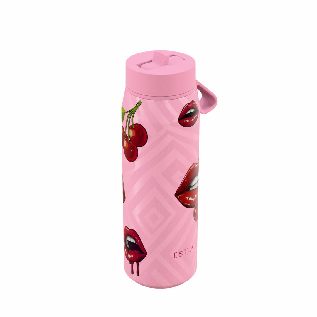 Estia Μπουκάλι Θερμός με Καλαμάκι Pulse 500ml Ροζ με Σχέδιο Save the Aegean Blush Pop