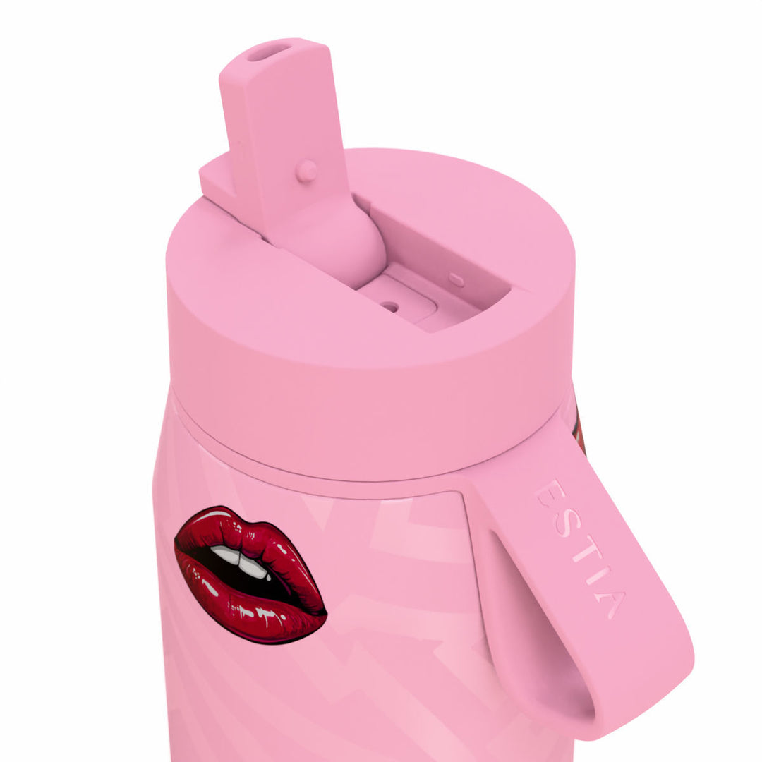 Estia Μπουκάλι Θερμός με Καλαμάκι Pulse 500ml Ροζ με Σχέδιο Save the Aegean Blush Pop