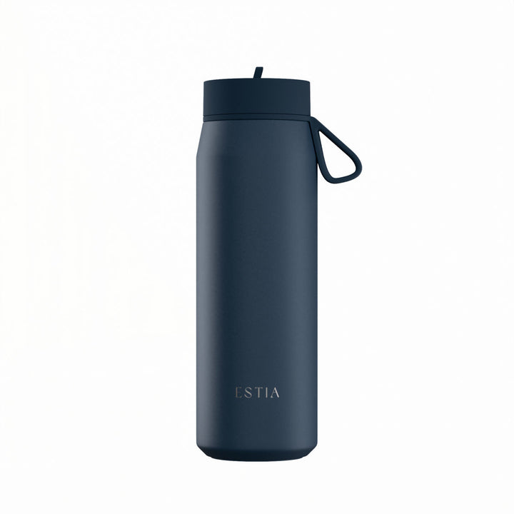 Estia Μπουκάλι Θερμός με Καλαμάκι Pulse 500ml Μπλε Σκούρο Save the Aegean